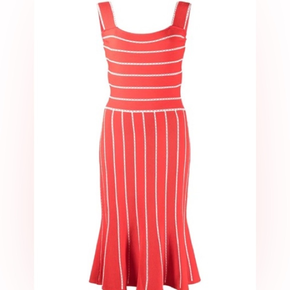 Milly Bicolor Stripe Fit Flounce Dress